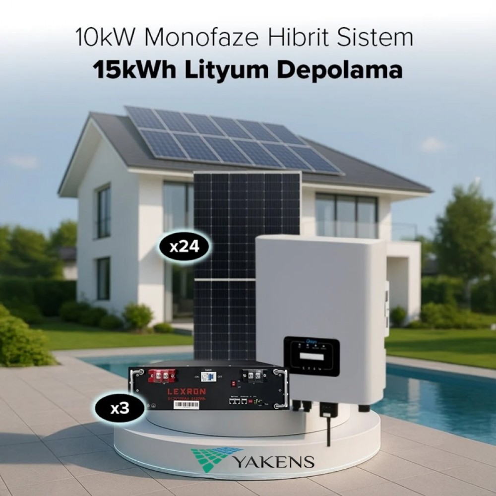 10 Kw Monofaze Hibrit Hazır Solar Paket (Sistem 2) Lexron
